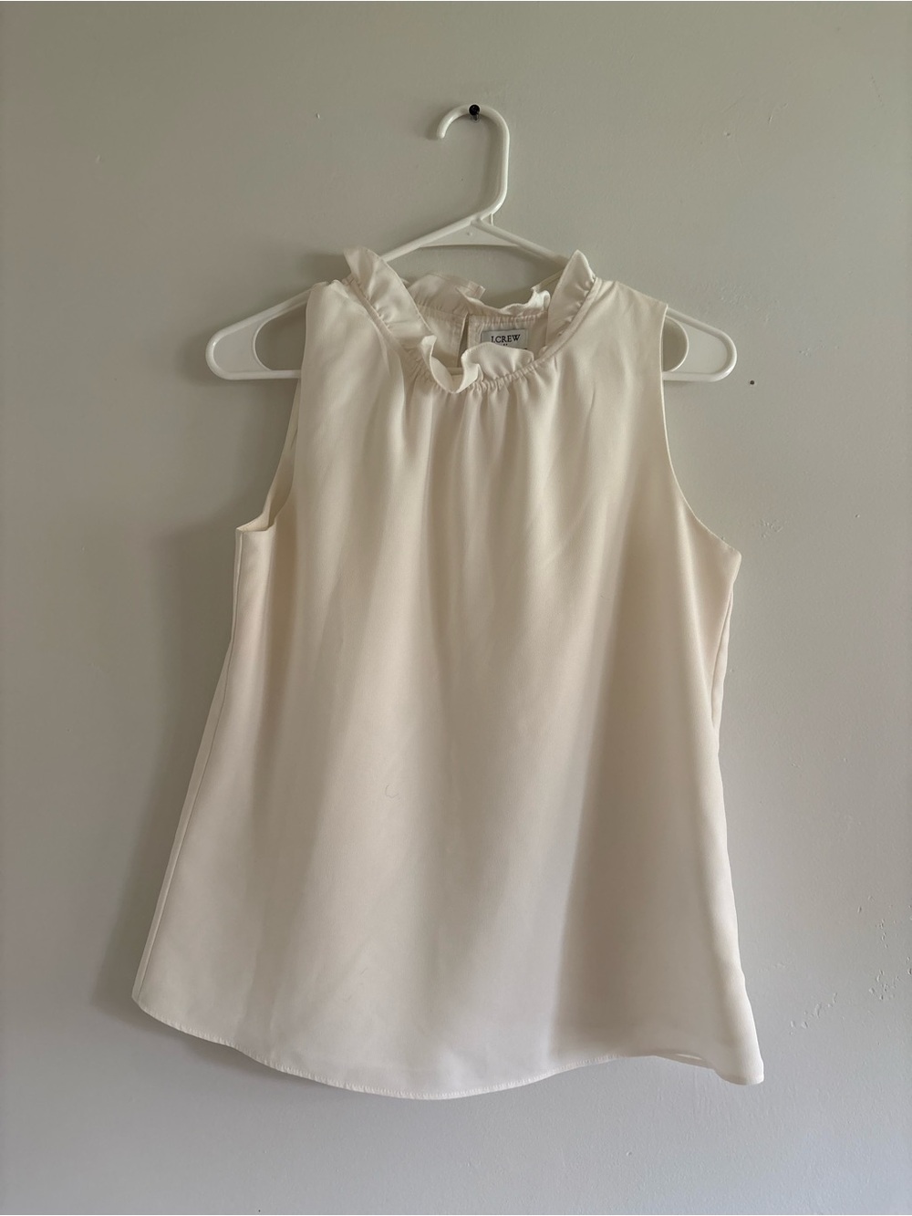 J. Crew Cream Ruffle-Neck Sleeveless Blouse